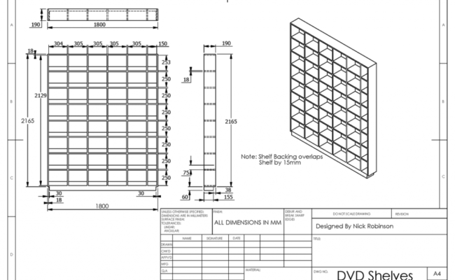 DVD Shelves Technical Drawing